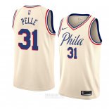 Camiseta Philadelphia 76ers Norvel Pelle #31 Ciudad 2018 Crema