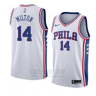 Camiseta Philadelphia 76ers Shake Milton #14 Association 2018 Blanco