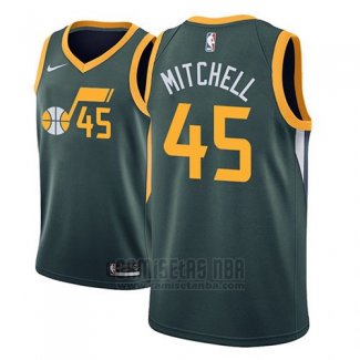 Camiseta Utah Jazz Donovan Mitchell #45 Earned 2018-19 Verde