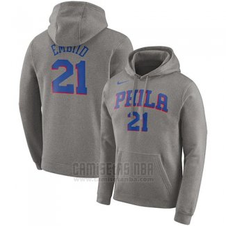 Sudaderas con Capucha Joel Embiid Philadelphia 76ers Gris4