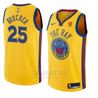 Camiseta Golden State Warriors Chris Boucher #25 Ciudad 2018 Amarillo