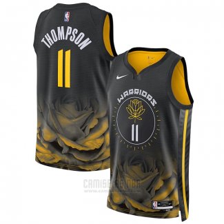 Camiseta Golden State Warriors Klay Thompson #11 Ciudad 2022-23 Negro