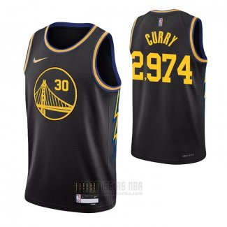 Camiseta Golden State Warriors Stephen Curry 2974th 3 Points Negro