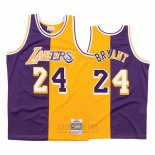 Camiseta Los Angeles Lakers Kobe Bryant #24 Mitchell & Ness 1996-97 Split Amarillo Violeta