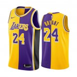 Camiseta Los Angeles Lakers Kobe Bryant #24 Split Amarillo Violeta
