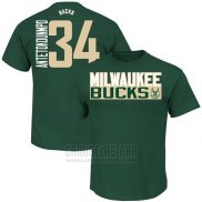 Camiseta Manga Corta Giannis Antetokounmpo Milwaukee Bucks Verde2