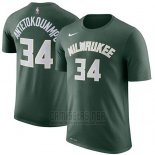 Camiseta Manga Corta Giannis Antetokounmpo Milwaukee Bucks Verde4