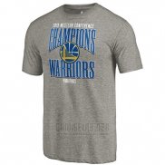 Camiseta Manga Corta Golden State Warriors 2019 Western Conference Champions Extra Pass Tri-Blend Gris