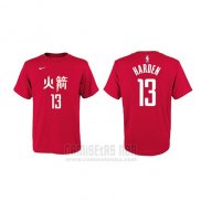 Camiseta Manga Corta James Harden Houston Rockets Rojo Ciudad2