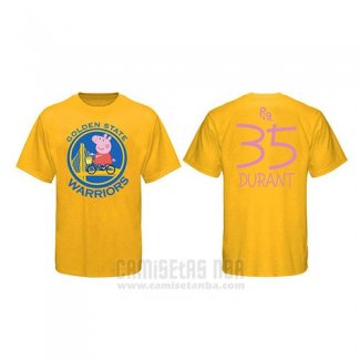Camiseta Manga Corta Kevin Durant Golden State Warriors Amarillo Peppa Pig Cruzado004