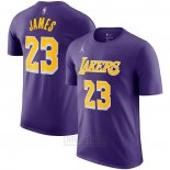 Camiseta Manga Corta Los Angeles Lakers LeBron James Statement Violeta