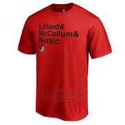 Camiseta Manga Corta Portland Trail Blazers Rojo Damian Lillard & CJ McCollum & Jusuf Nurkic