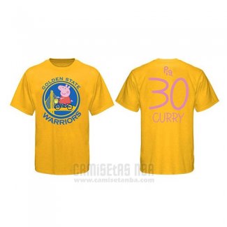 Camiseta Manga Corta Stephen Curry Golden State Warriors Amarillo Peppa Pig Cruzado003