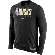 Camiseta Manga Larga Milwaukee Bucks Negro