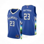 Camiseta Milwaukee Bucks Wesley Matthews #23 Ciudad 2022-23 Azul