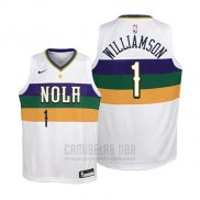 Camiseta Nino New Orleans Pelicans Zion Williamson #1 Ciudad 2019 Blanco