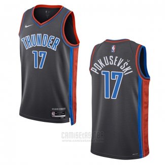 Camiseta Oklahoma City Thunder Alekse Pokusevski #17 Ciudad 2022-23 Gris