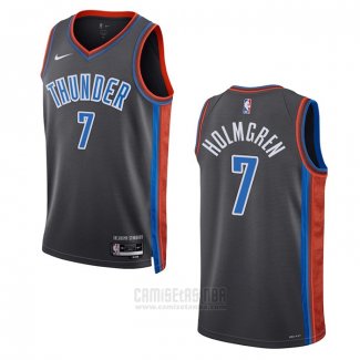 Camiseta Oklahoma City Thunder Chet Holmgren #7 Ciudad 2022-23 Gris