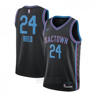 Camiseta Sacramento Kings Buddy Hield #24 Ciudad 2020-21 Negro