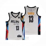 Camiseta Brooklyn Nets James Harden #13 Ciudad 2020-21 Blanco