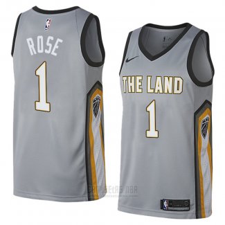 Camiseta Cleveland Cavaliers Derrick Rose #1 Ciudad 2018 Gris