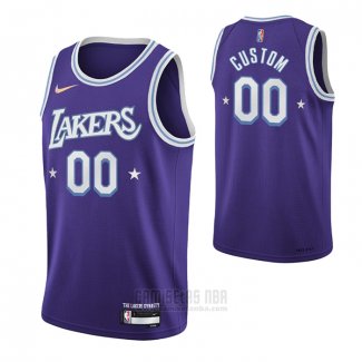 Camiseta Los Angeles Lakers Personalizada Ciudad 2021-22 Violeta