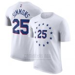 Camiseta Manga Corta Ben Simmons Philadelphia 76ers Blanco Ciudad