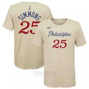 Camiseta Manga Corta Ben Simmons Philadelphia 76ers Crema 2019-20 Ciudad