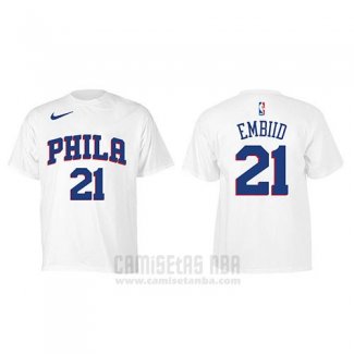 Camiseta Manga Corta Joel Embiid Philadelphia 76ers Blanco5