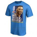 Camiseta Manga Corta Oklahoma City Thunder Russell Westbrook Azul Back to Back Triple Double Seasons