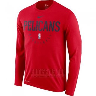 Camiseta Manga Larga New Orleans Pelicans Rojo Practice Legend Performance