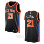 Camiseta New York Knicks Cam Reddish #21 Ciudad 2022-23 Negro