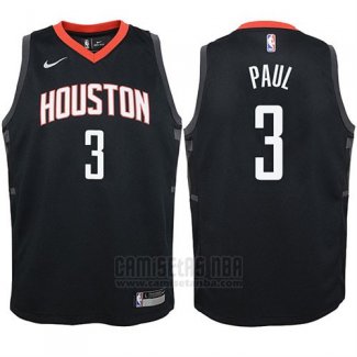 Camiseta Nino Houston Rockets Chris Paul #3 Statehombret 2017-18 Negro