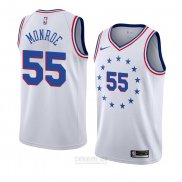 Camiseta Philadelphia 76ers Greg Monroe #55 Earned 2018-19 Blanco