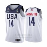 Camiseta USA Khris Middleton #14 2019 FIBA Basketball USA Cup Blanco