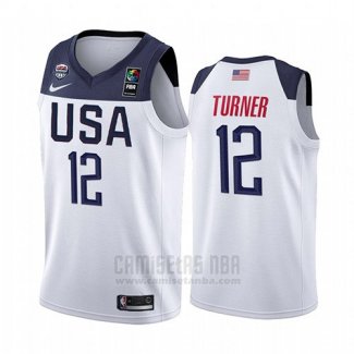 Camiseta USA Myles Turner #12 2019 FIBA Basketball USA Cup Blanco