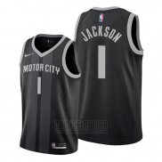 Camiseta Detroit Pistons Reggie Jackson #1 Ciudad Edition Negro