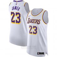 Camiseta Los Angeles Lakers LeBron James #23 Association Autentico Blanco