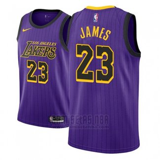 Camiseta Los Angeles Lakers Lebron James #23 Ciudad 2018 Violeta