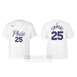 Camiseta Manga Corta Ben Simmons Philadelphia 76ers Blanco Ciudad2