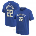 Camiseta Manga Corta Milwaukee Bucks Khris Middleton Ciudad 2022-23 Azul