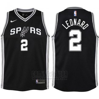 Camiseta Nino San Antonio Spurs Kawhi Leonard #2 2017-18 Negro