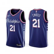 Camiseta Philadelphia 76ers Joel Embiid #21 Ciudad 2019-20 Azul