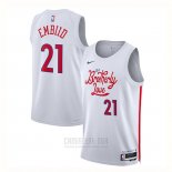 Camiseta Philadelphia 76ers Joel Embiid #21 Ciudad 2022-23 Blanco