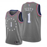 Camiseta Philadelphia 76ers Mike Scott #1 Ciudad Gris