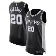 Camiseta San Antonio Spurs Manu Ginobili #20 Icon Autentico Negro