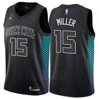 Camiseta Charlotte Hornets Miller #15 Ciudad 2017-18 Negro