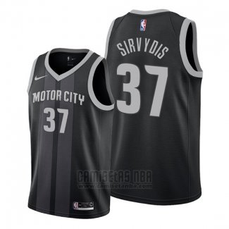 Camiseta Detroit Pistons Deividas Sirvydis #37 Ciudad 2019-20 Negro