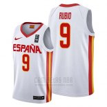 Camiseta Espana Ricky Rubio #9 2019 FIBA Baketball USA Cup Blanco