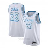 Camiseta Los Angeles Lakers Lebron James #23 Ciudad 2020-21 Blanco